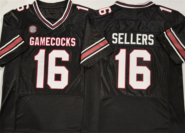 S.Carolina Fighting Gamecocks #16 LaNorris Sellers Black Stitched American College Jerseys - Main View
