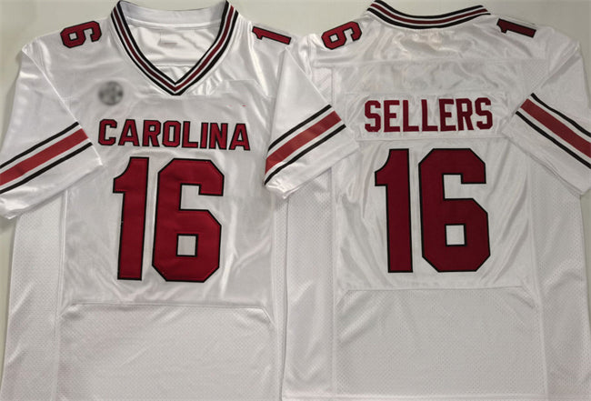 S.Carolina Fighting Gamecocks #16 LaNorris Sellers White Stitched American College Jerseys - Main View