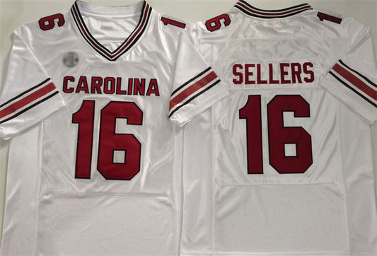 S.Carolina Fighting Gamecocks #16 LaNorris Sellers White Stitched American College Jerseys - Main View