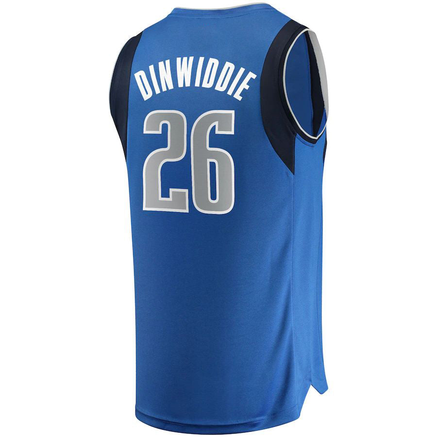 D.Mavericks #26 Spencer Dinwiddie Fanatics Branded 2021-22 Fast Break Replica Jersey Icon Edition Blue Stitched American Basketball Jersey - Main View