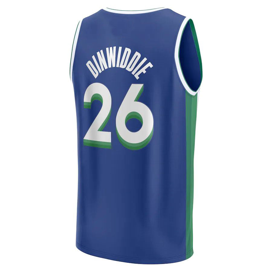 D.Mavericks #26 Spencer Dinwiddie Fanatics Branded 2022-23 Fastbreak Jersey City Edition Blue Stitched American Basketball Jersey - Main View