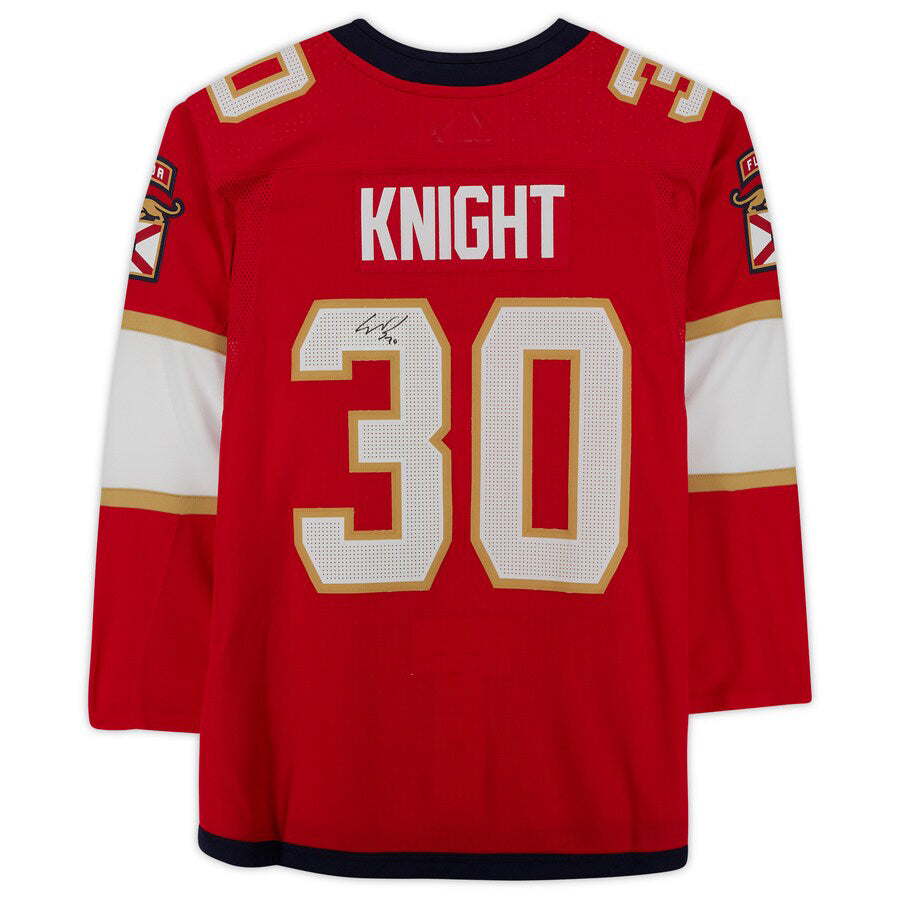F.Panthers #30 Spencer Knight Fanatics Authentic Autographed  Red Stitched American Hockey Jerseys - Main View