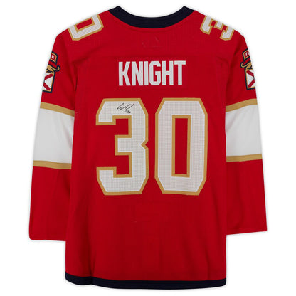 F.Panthers #30 Spencer Knight Fanatics Authentic Autographed  Red Stitched American Hockey Jerseys - Main View