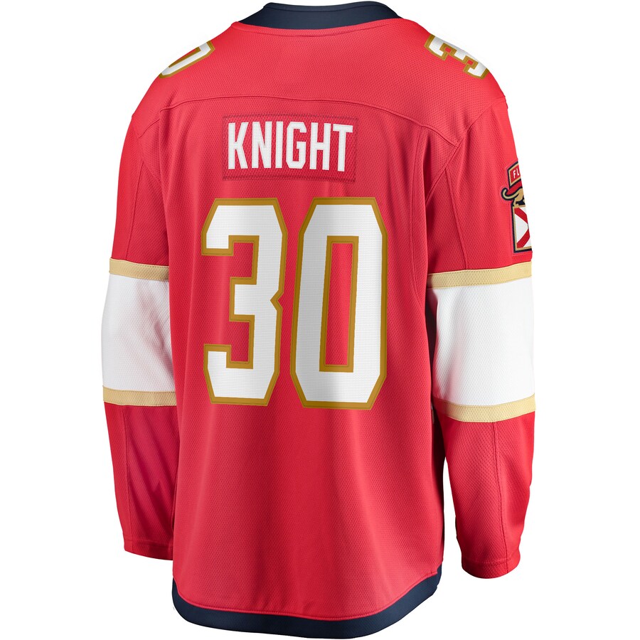 F.Panthers #30 Spencer Knight Fanatics Branded 2017-18 Home Breakaway Replica Jersey Red Stitched American Hockey Jerseys - Main View