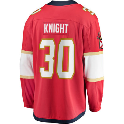 F.Panthers #30 Spencer Knight Fanatics Branded 2017-18 Home Breakaway Replica Jersey Red Stitched American Hockey Jerseys - Main View