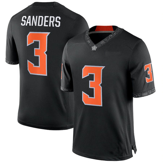 O.State Cowboys #3 Spencer Sanders NIL Replica Football Jersey Black Stitched American College Jerseys - Main View