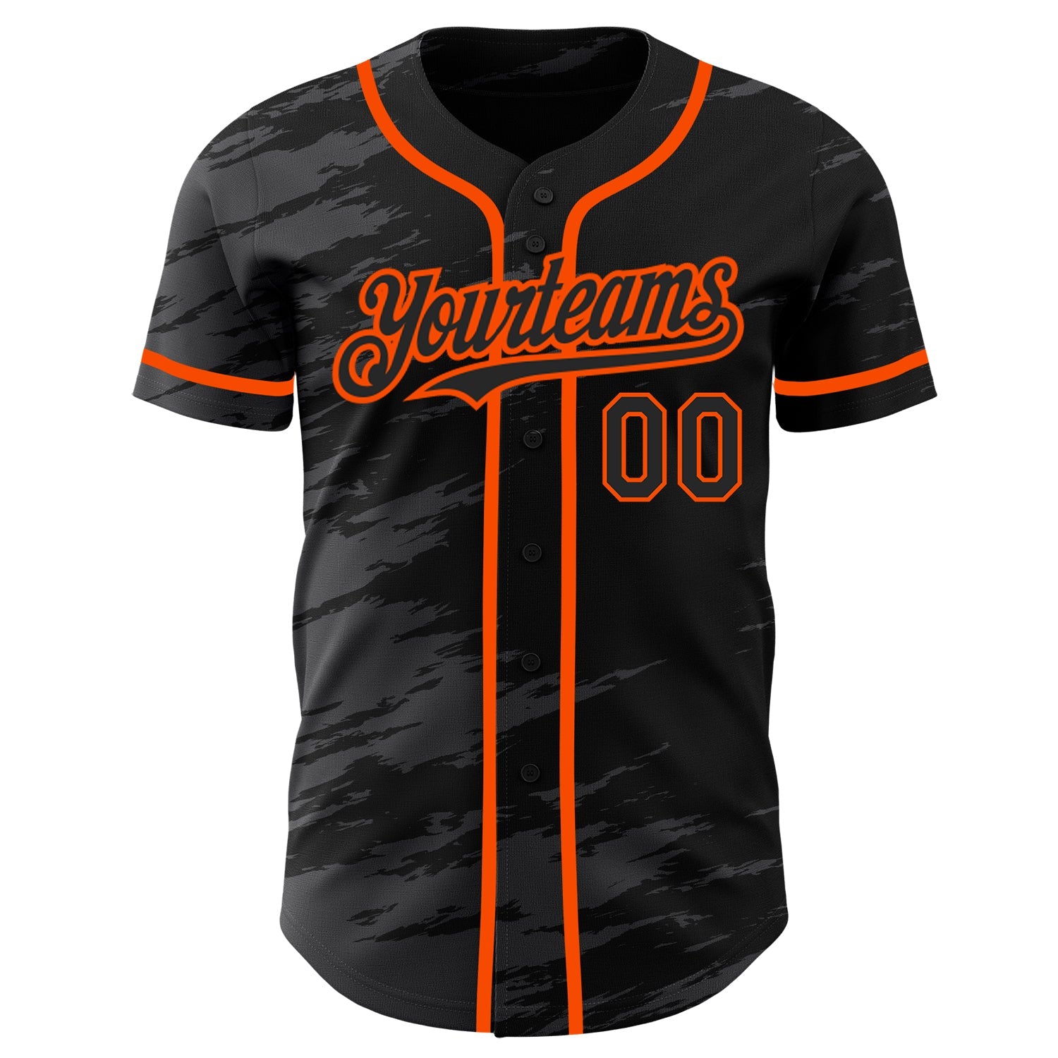 Custom Black Steel Gray Splash Ink Orange Authentic Baseball Jersey view 2