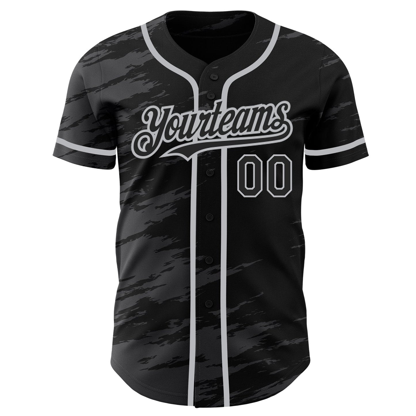 Custom Black Steel Gray Splash Ink Gray Authentic Baseball Jersey view 2