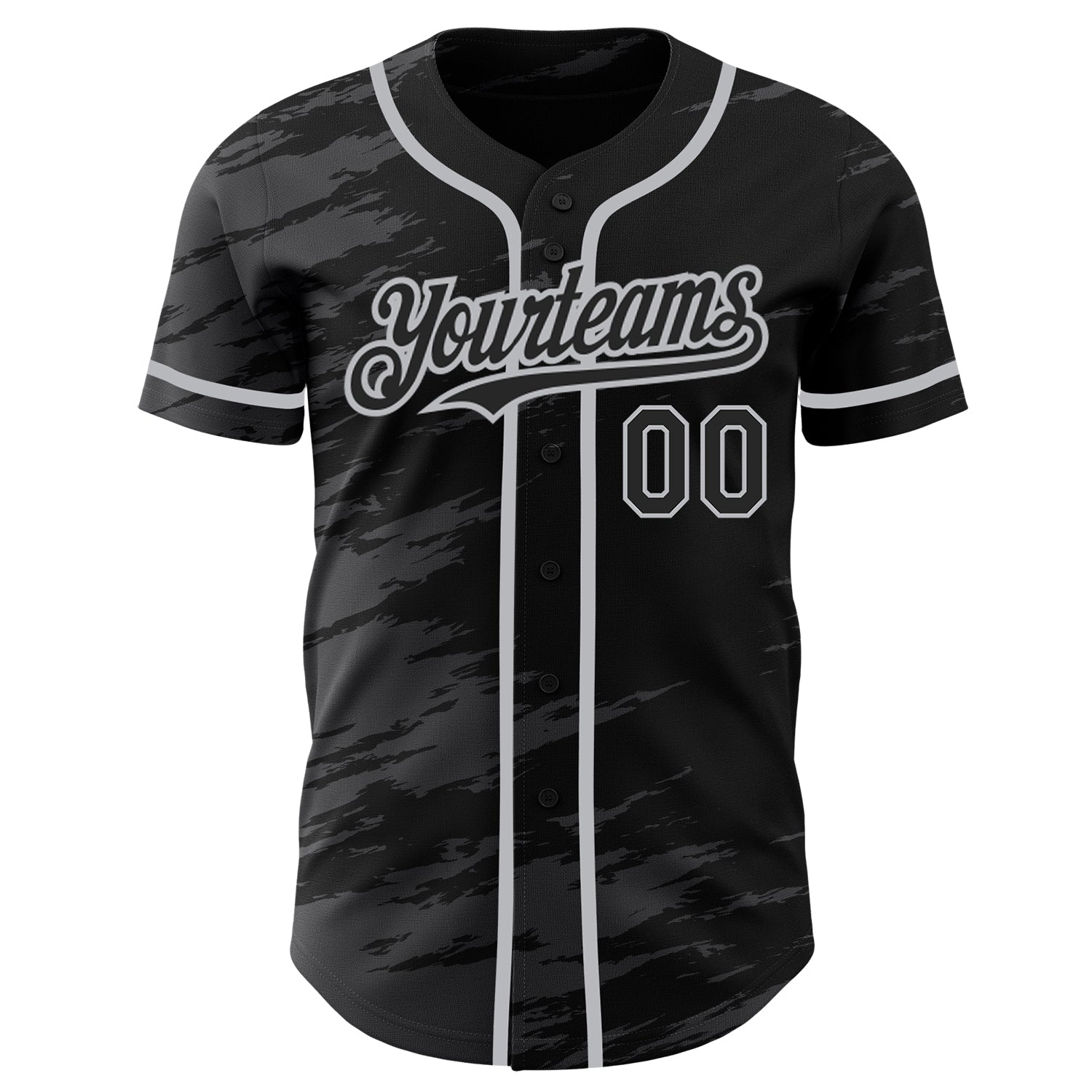 Custom Black Steel Gray Splash Ink Gray Authentic Baseball Jersey view 2