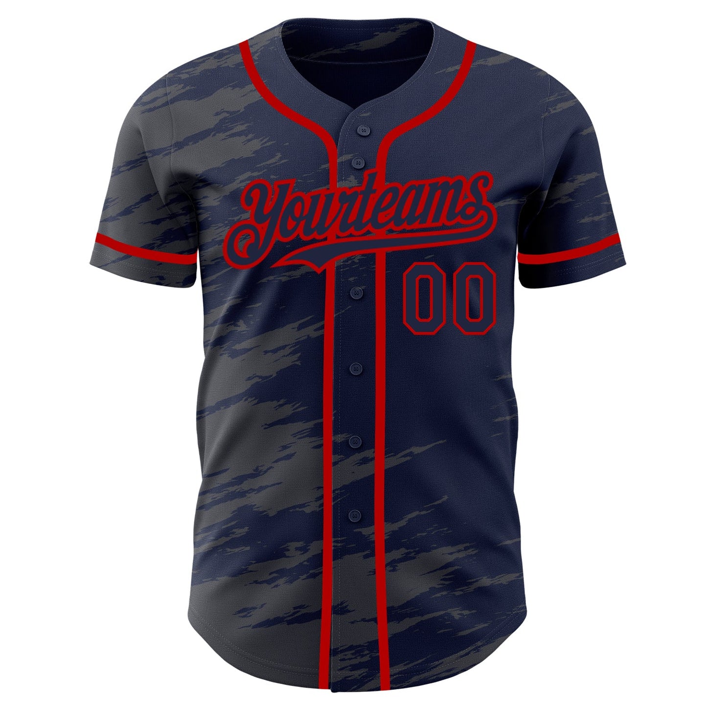 Custom Navy Steel Gray Splash Ink Red Authentic Baseball Jersey view 2