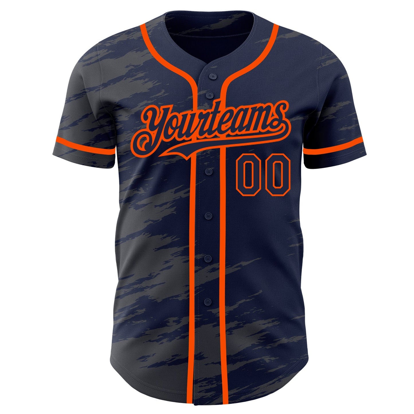 Custom Navy Steel Gray Splash Ink Orange Authentic Baseball Jersey view 2