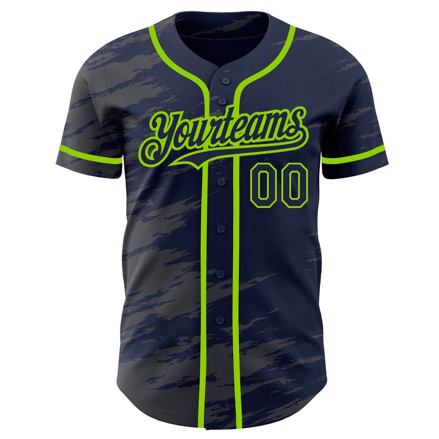 Custom Navy Steel Gray Splash Ink Neon Green Authentic Baseball Jersey view 2