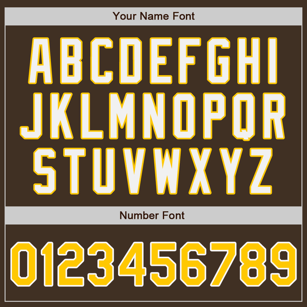 Custom Brown Gold-Gray Authentic Split Fashion Baseball Jersey view 5