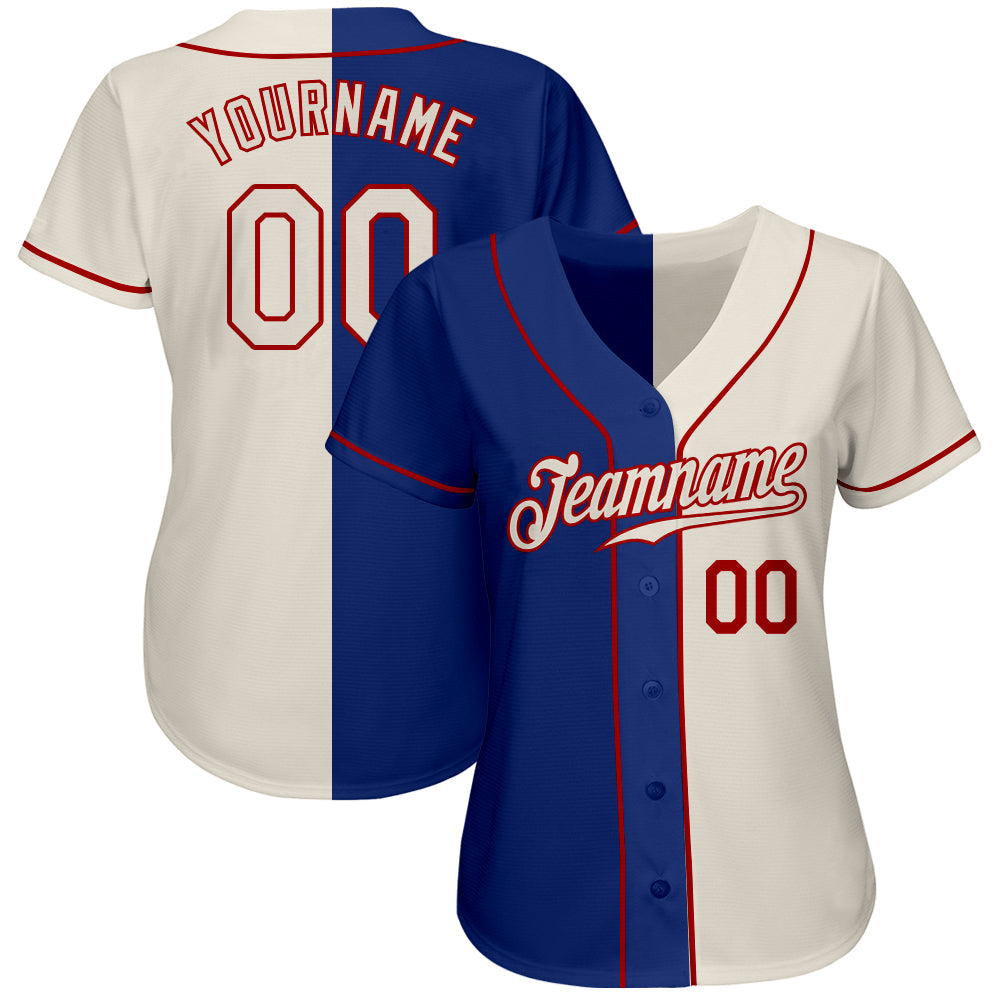 Custom Royal Cream-Red Authentic Split Fashion Baseball Jersey view 2