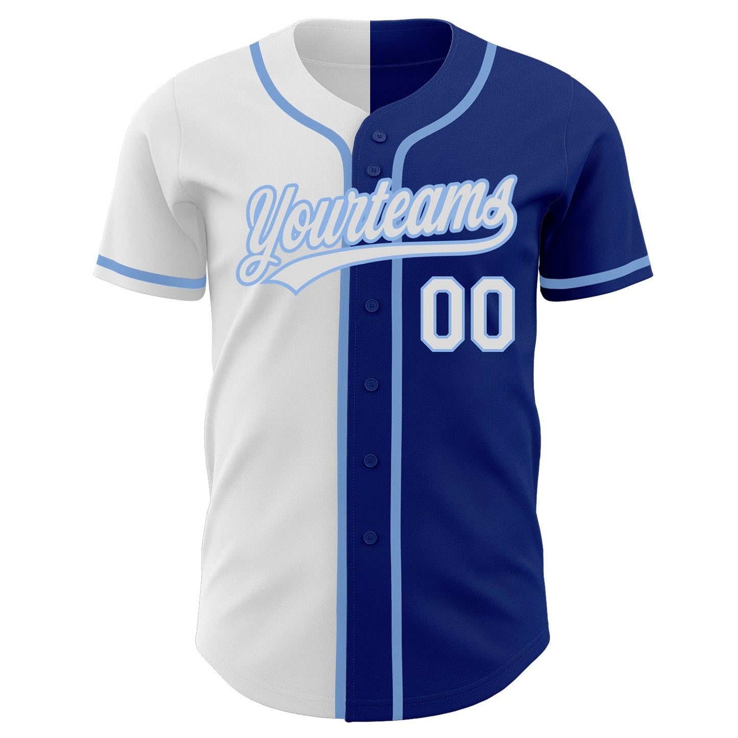 Custom Royal White-Light Blue Authentic Split Fashion Baseball Jersey view 2