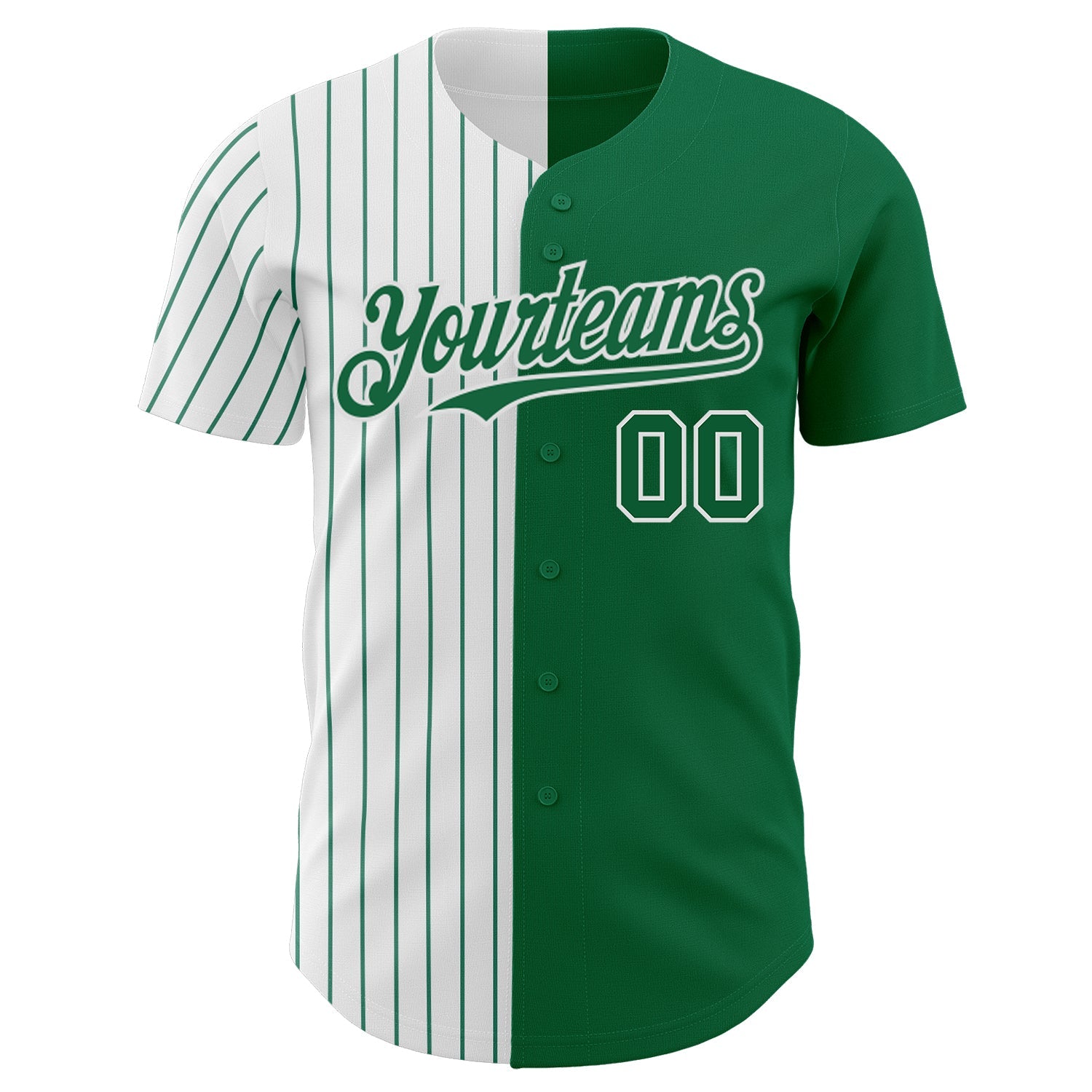 Custom Kelly Green White-Kelly Green Pinstripe Authentic Split Fashion Baseball Jersey view 2