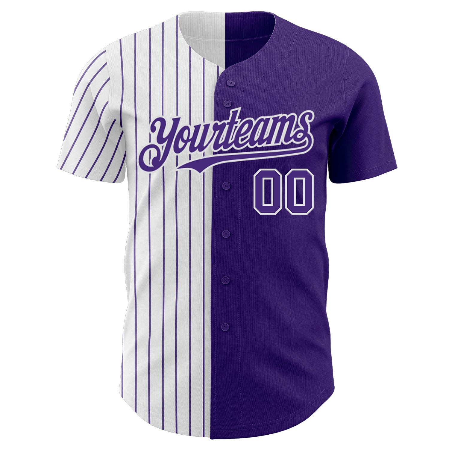 Custom Purple White-Purple Pinstripe Authentic Split Fashion Baseball Jersey view 2