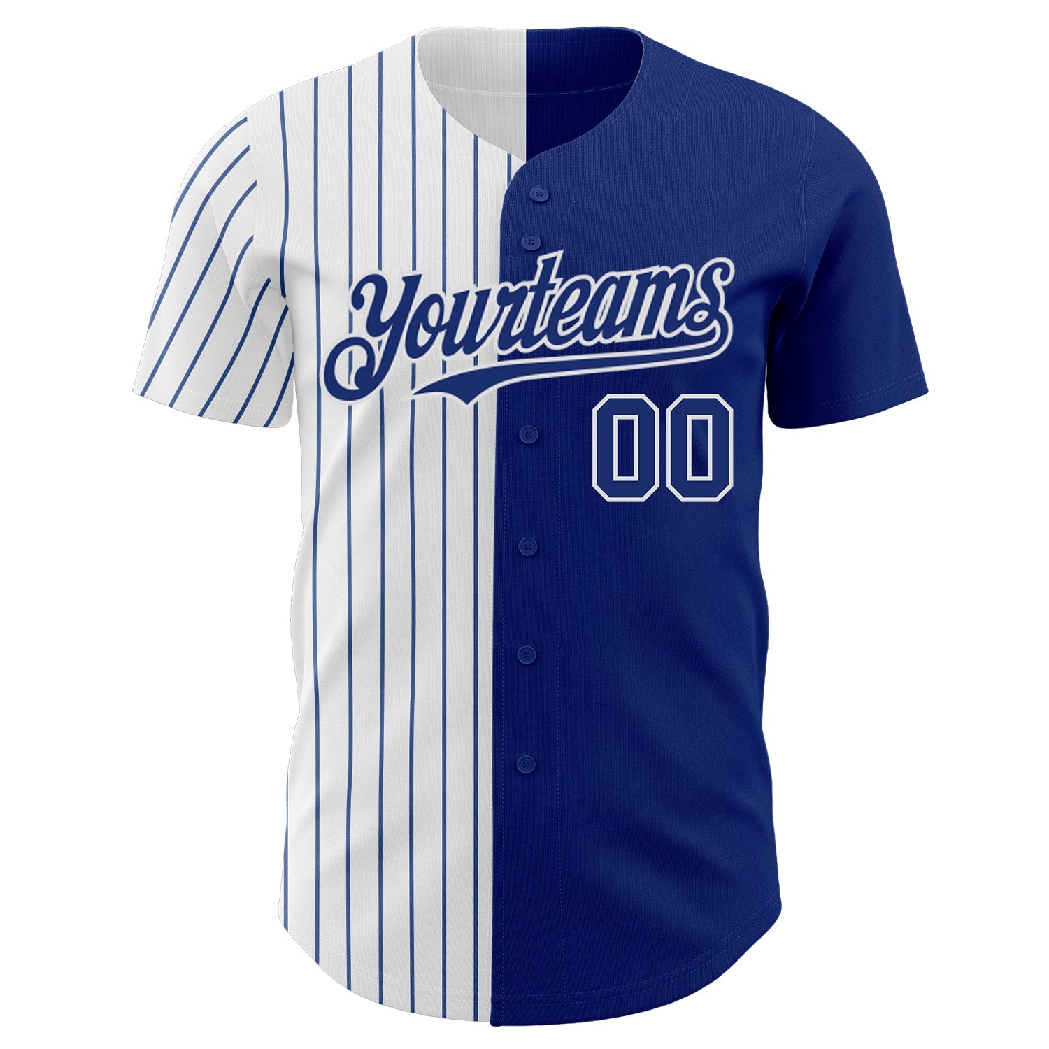 Custom Royal White-Royal Pinstripe Authentic Split Fashion Baseball Jersey view 2