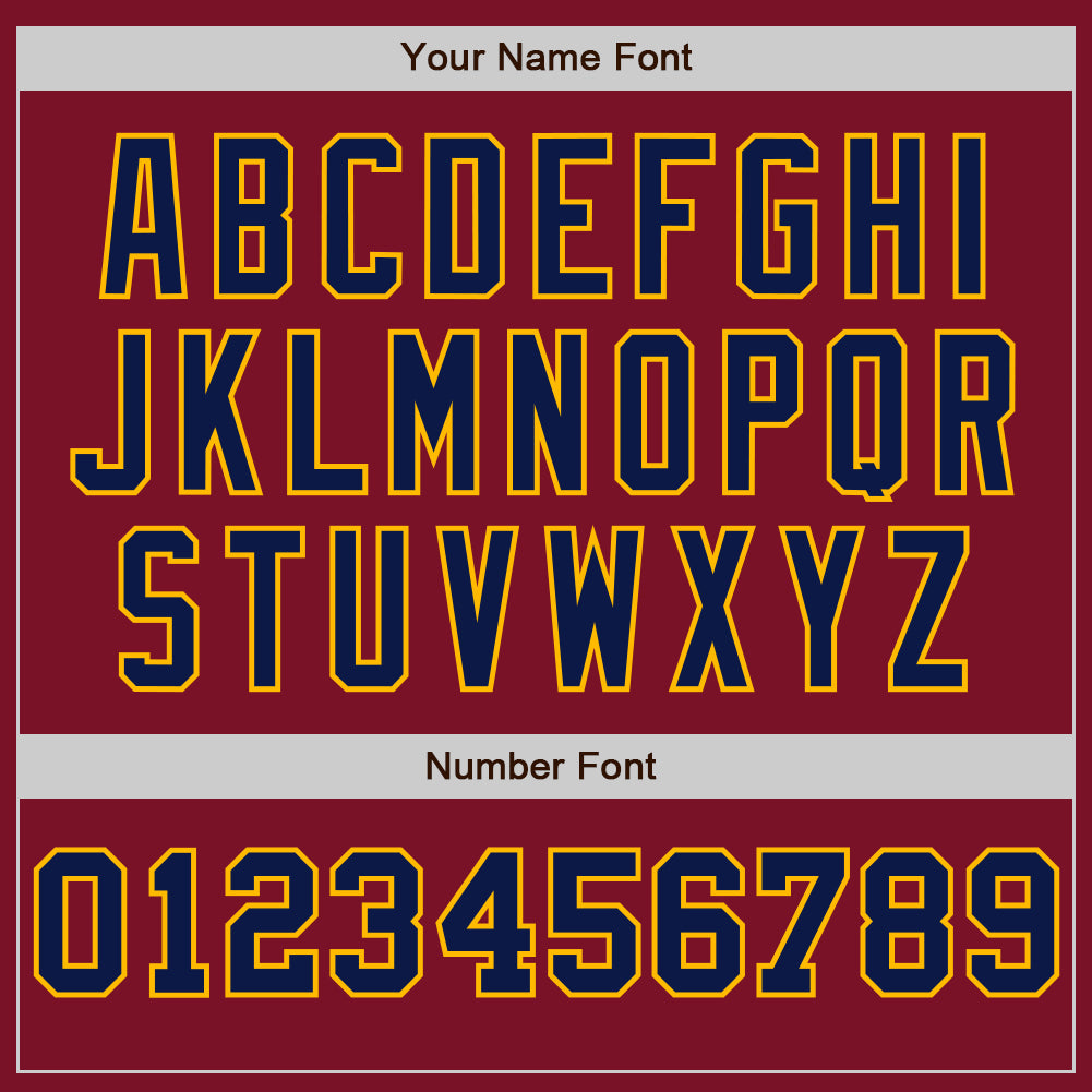 Custom Crimson Gold-Navy Pinstripe Authentic Split Fashion Baseball Jersey view 5