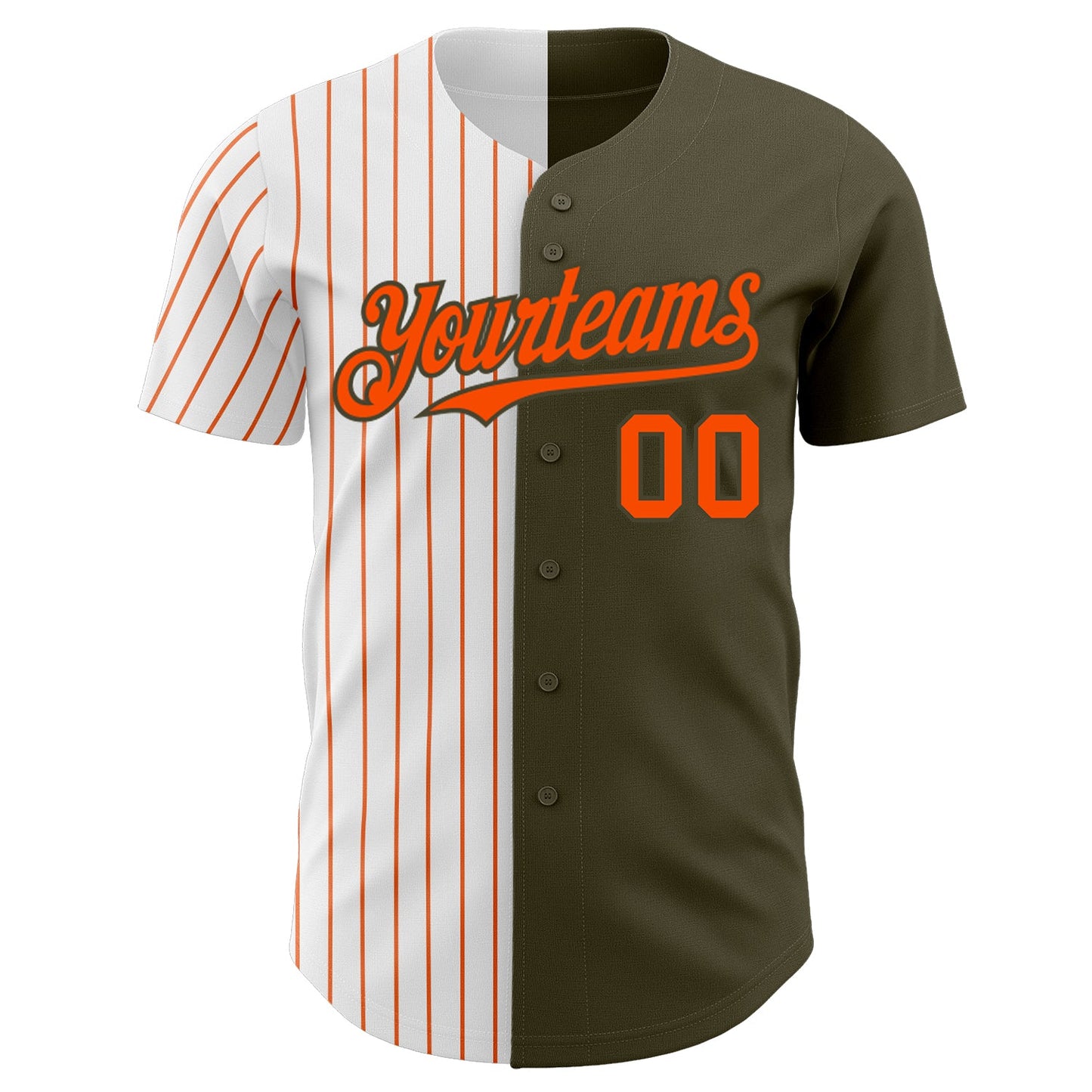 Custom Olive White-Orange Pinstripe Authentic Split Fashion Salute To Service Baseball Jersey view 2