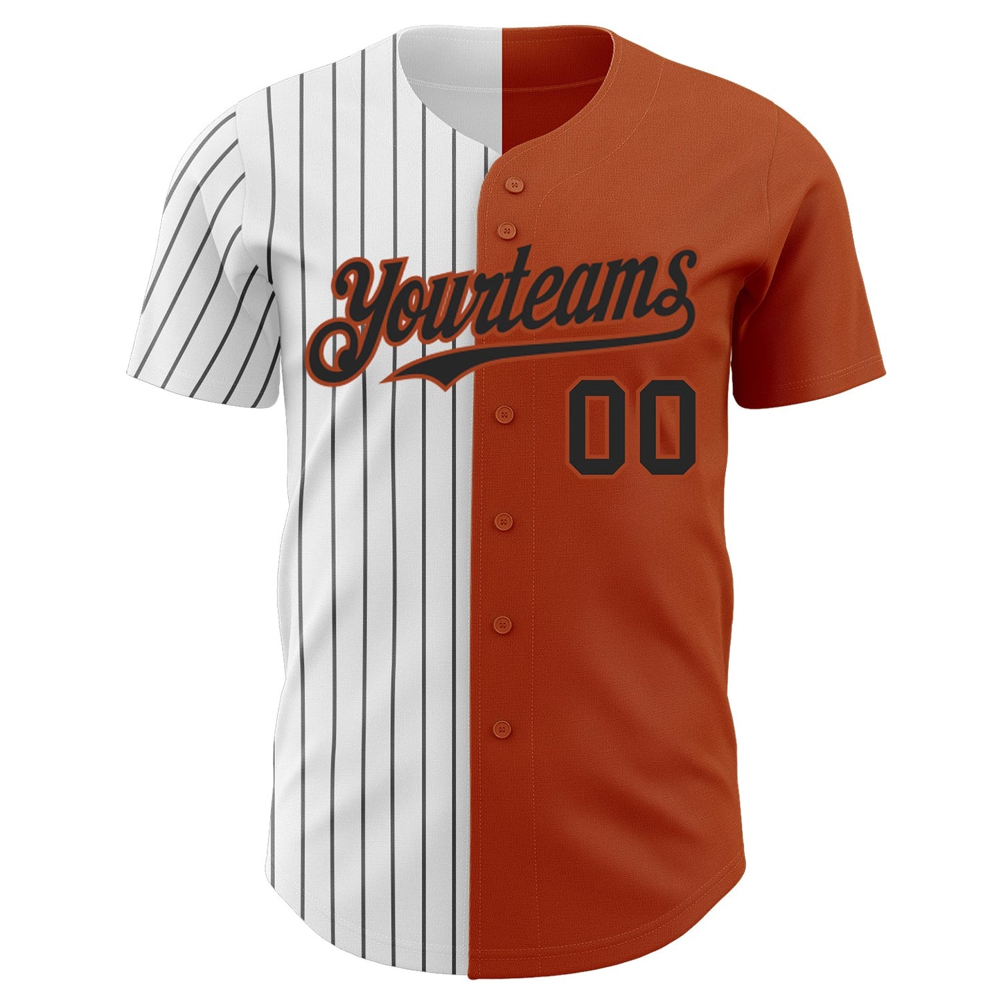 Custom Texas Orange White-Black Pinstripe Authentic Split Fashion Baseball Jersey view 2