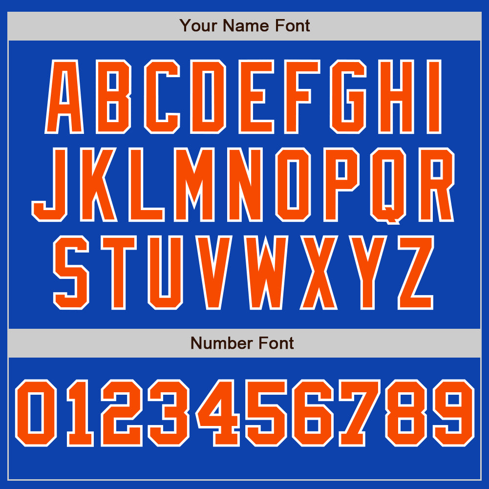 Custom Thunder Blue White-Orange Pinstripe Authentic Split Fashion Baseball Jersey view 5
