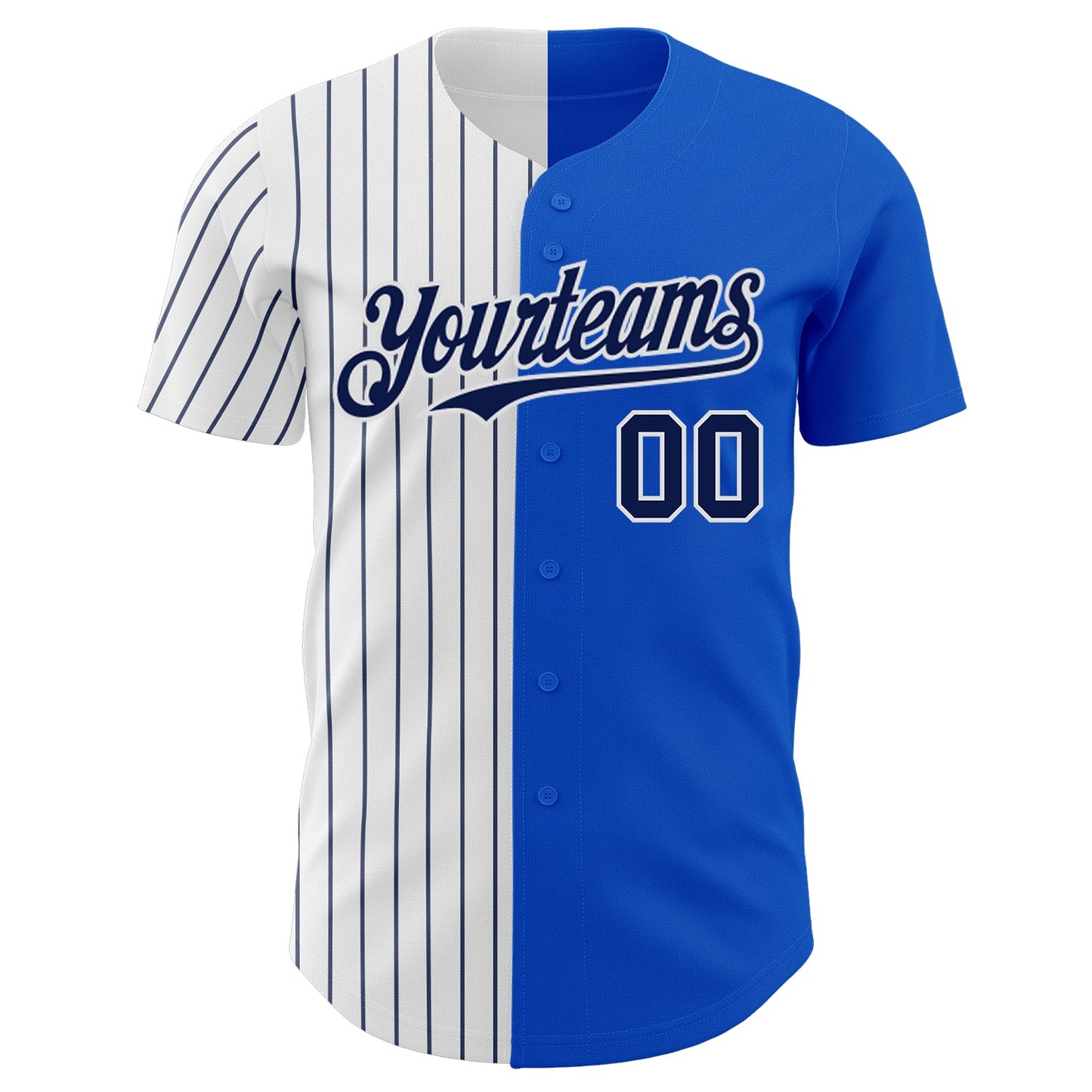 Custom Thunder Blue White-Navy Pinstripe Authentic Split Fashion Baseball Jersey view 2