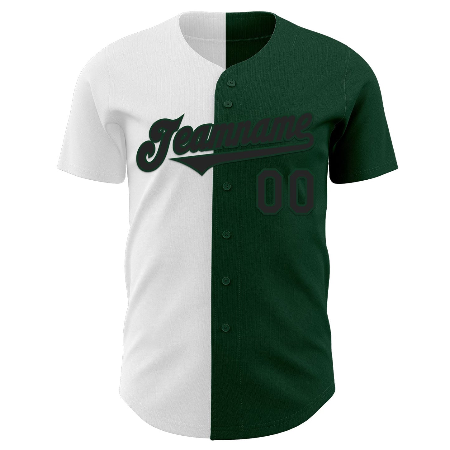 Custom Green Black-White Authentic Split Fashion Baseball Jersey view 2