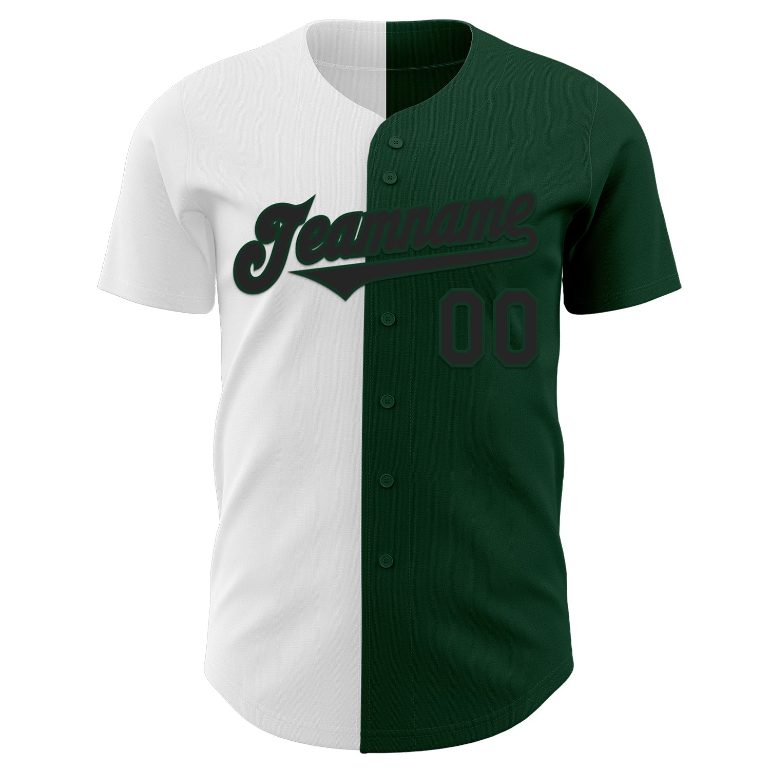 Custom Green Black-White Authentic Split Fashion Baseball Jersey view 2