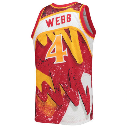 A.Hawks #4 Spud Webb Mitchell & Ness Hardwood Classics 1986-87 Hyper Hoops Swingman Jersey Red Stitched American Basketball Jersey - Main View