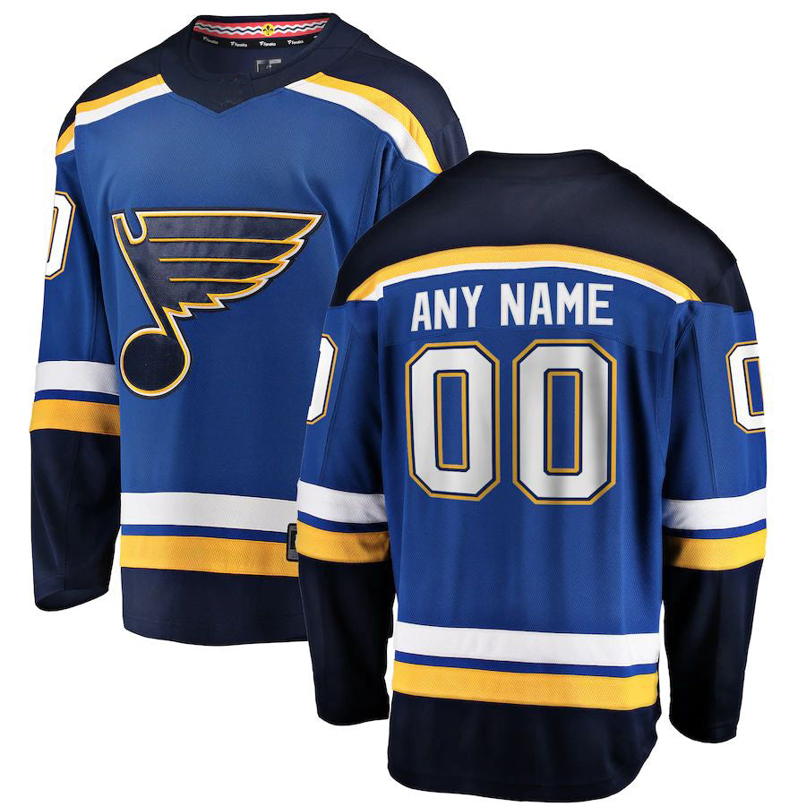 Custom St.L.Blues Fanatics Branded Home Breakaway Jersey Blue Stitched American Hockey Jerseys - Main View
