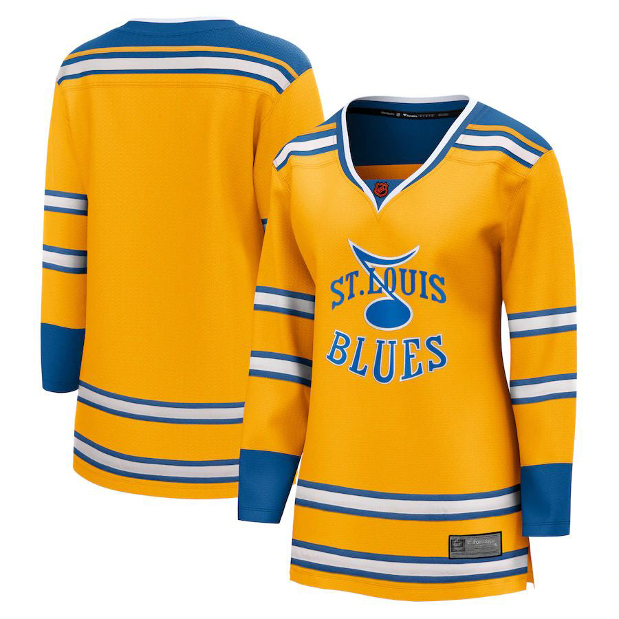 St.L.Blues Fanatics Branded Special Edition 2.0 Breakaway Blank Jersey Yellow Stitched American Hockey Jerseys - Main View