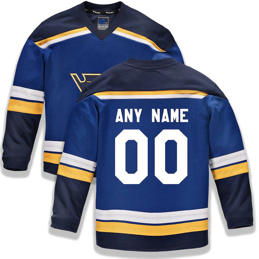 Custom St.L.Blues Fanatics Branded Home Replica Blue Stitched American Hockey Jerseys - Main View