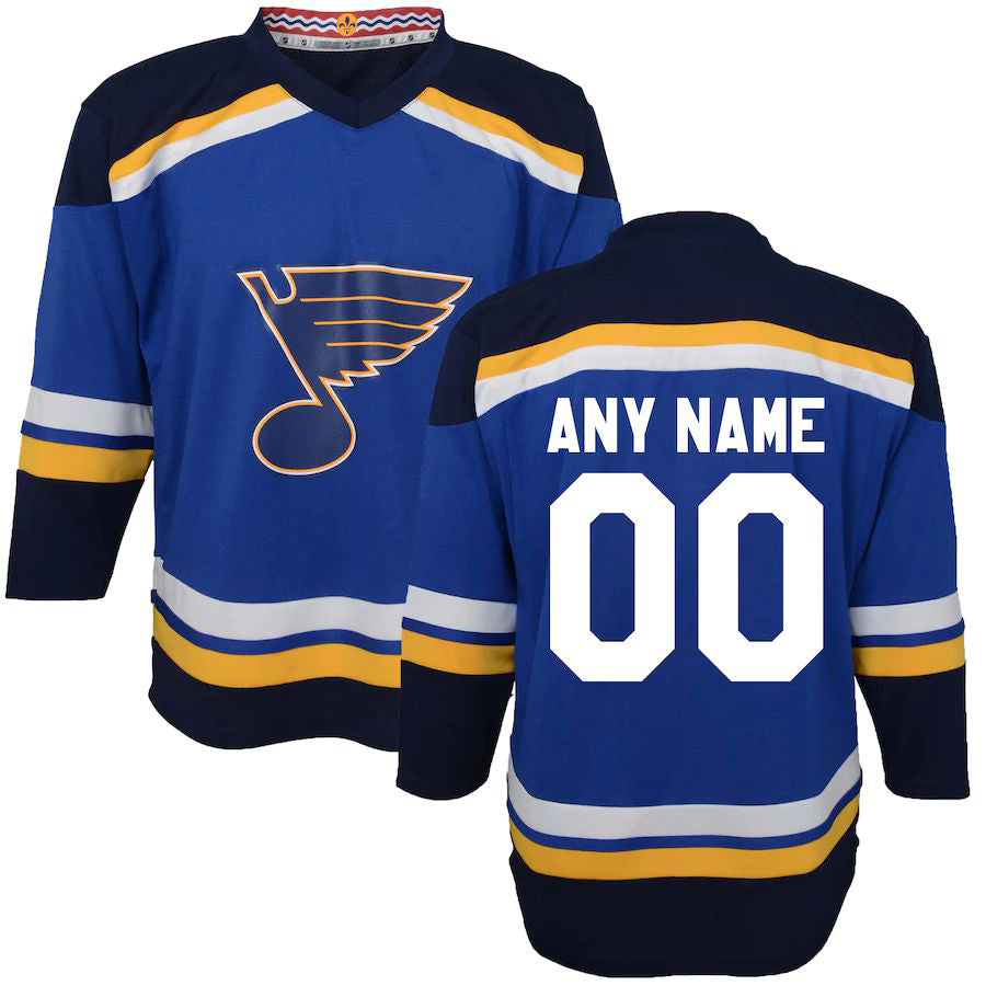Custom St.L.Blues Toddler Home Replica Jersey  Blue Stitched American Hockey Jerseys - Main View
