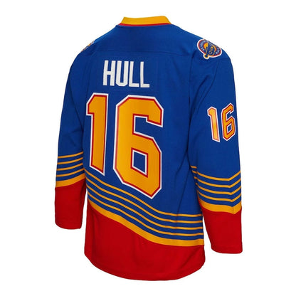 St.L.Blues #16 Brett Hull Mitchell & Ness 1995-96 Blue Line Player Jersey - Blue Stitched American Hockey Jerseys - Main View