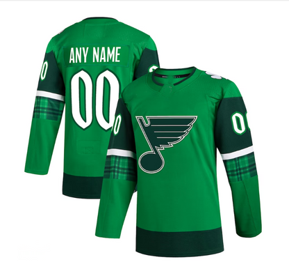 Custom St.Louis Blues 2023 St. Patrick's Day Primegreen Authentic Jersey - Kelly Green Stitched American Hockey Jerseys - Main View