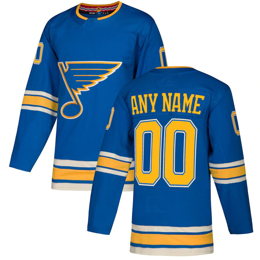 Custom St.L.Blues Alternate Authentic Jersey Light Blue Stitched American Hockey Jerseys - Main View