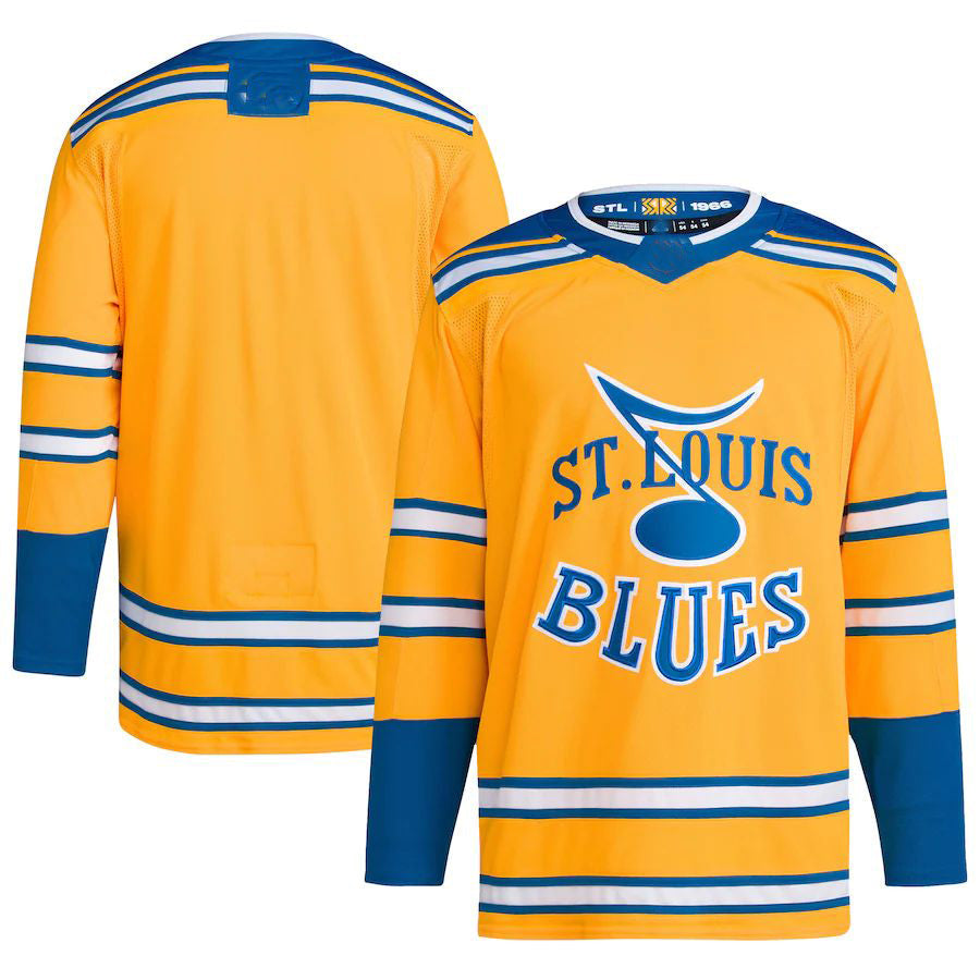 St.L.Blues Reverse Retro 2.0 Authentic Blank Jersey Yellow Stitched American Hockey Jerseys - Main View