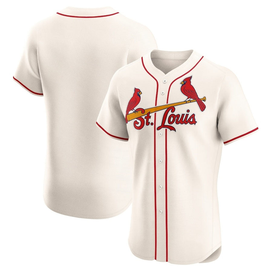 St. Louis Cardinals Alternate Elite Jersey - Cream Stitched Baseball Jersey - Main View