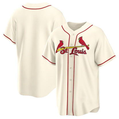 St. Louis Cardinals Alternate Replica Team Jersey - Cream Stitched Baseball Jersey - Main View