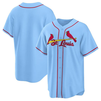 St. Louis Cardinals Alternate Replica Team Jersey - Light Blue Stitched Baseball Jersey - Main View