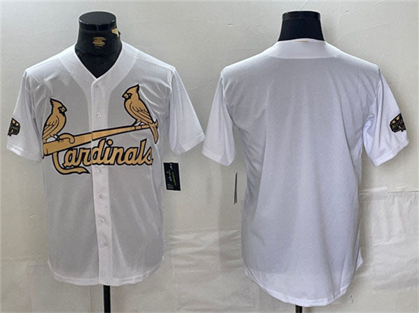 St. Louis Cardinals Blank All-Star White Gold Stitched Baseball Jersey - Main View