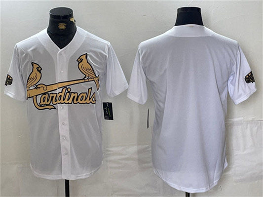 St. Louis Cardinals Blank All-Star White Gold Stitched Baseball Jersey - Main View