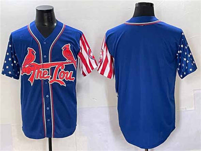 St. Louis Cardinals Blank Royal Independence Day Vapor Premier Limited Stitched Baseball Jersey - Main View