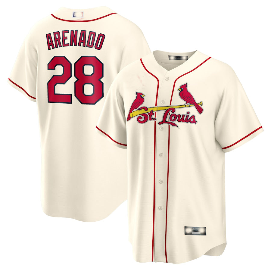 St. Louis Cardinals #28 Nolan Arenado Cream Alternate Official Replica Player Jersey Baseball Jerseys - Main View