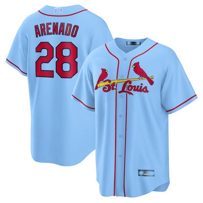 St. Louis Cardinals #28 Nolan Arenado Light Blue Alternate Official Replica Player Jersey Baseball Jerseys - Main View