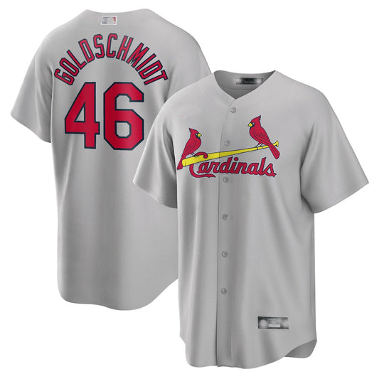 St. Louis Cardinals #46 Paul Goldschmidt Gray Road Replica Player Name Jersey Baseball Jerseys - Main View