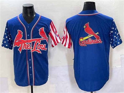 St. Louis Cardinals Team Big Logo Royal Independence Day Vapor Premier Limited Stitched Baseball Jersey - Main View