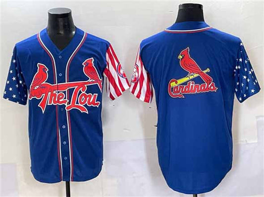 St. Louis Cardinals Team Big Logo Royal Independence Day Vapor Premier Limited Stitched Baseball Jersey - Main View