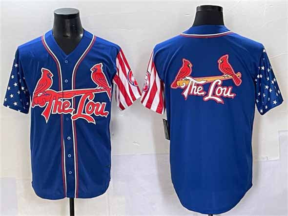 St. Louis Cardinals Team Big Logo Royal Independence Day Vapor Premier Limited Stitched Baseball Jerseys - Main View